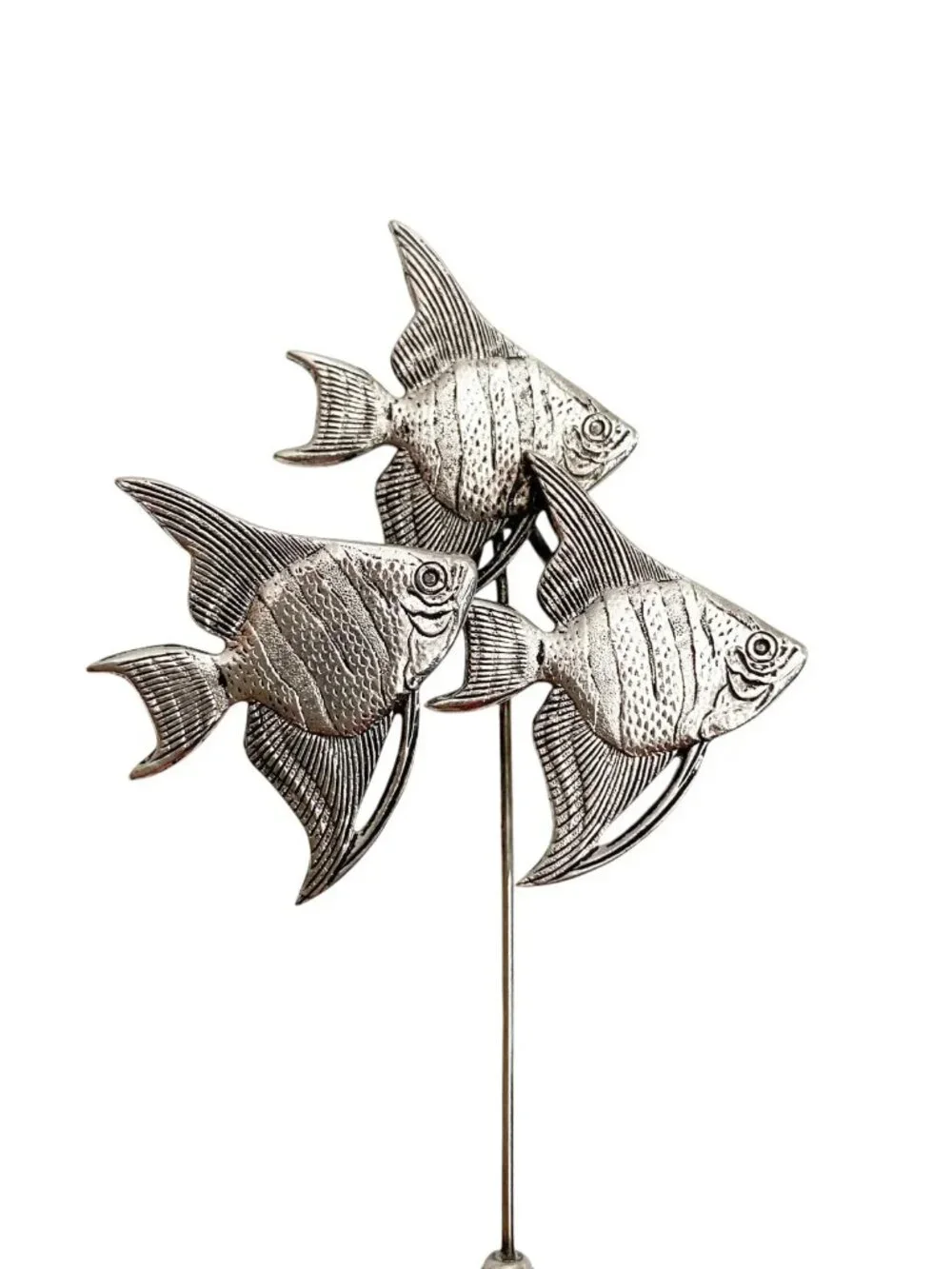 Vintage Tropical Fish Lapel Pin: Silver Tone Unisex Accessory | Jumping Fish